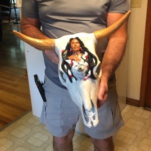 Ceramic handmade and hand painted Deer Skull